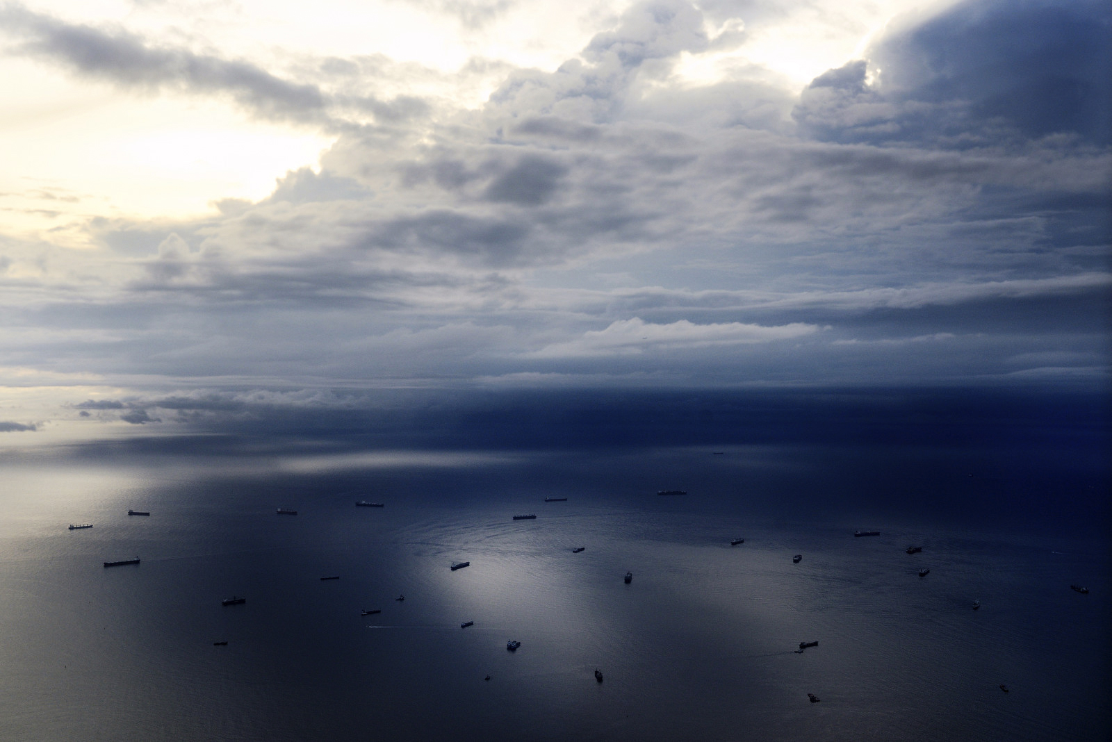 Ships waiting to enter the Panama Canal